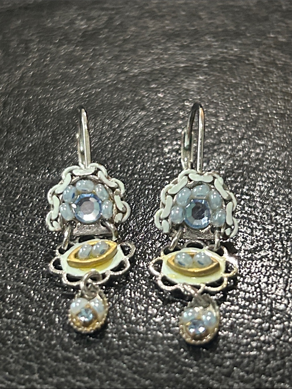 Ayala Bar Silver and Gold Blue Stone Drop Earrings - Unbranded